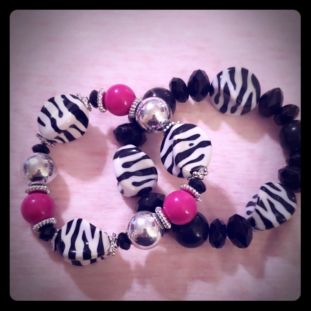 Chunky zebra print bracelets